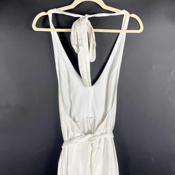 Saunders Collective Halter Dress White Linen Open Back Self Tie Sleeveless Sz‎ 0 - Picture 14 of 16